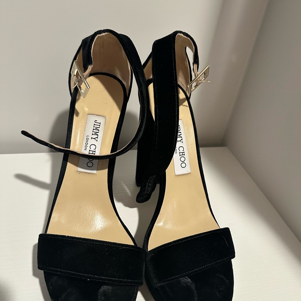 Jimmy Choo Black Velvet Heels - Picture 4 of 6